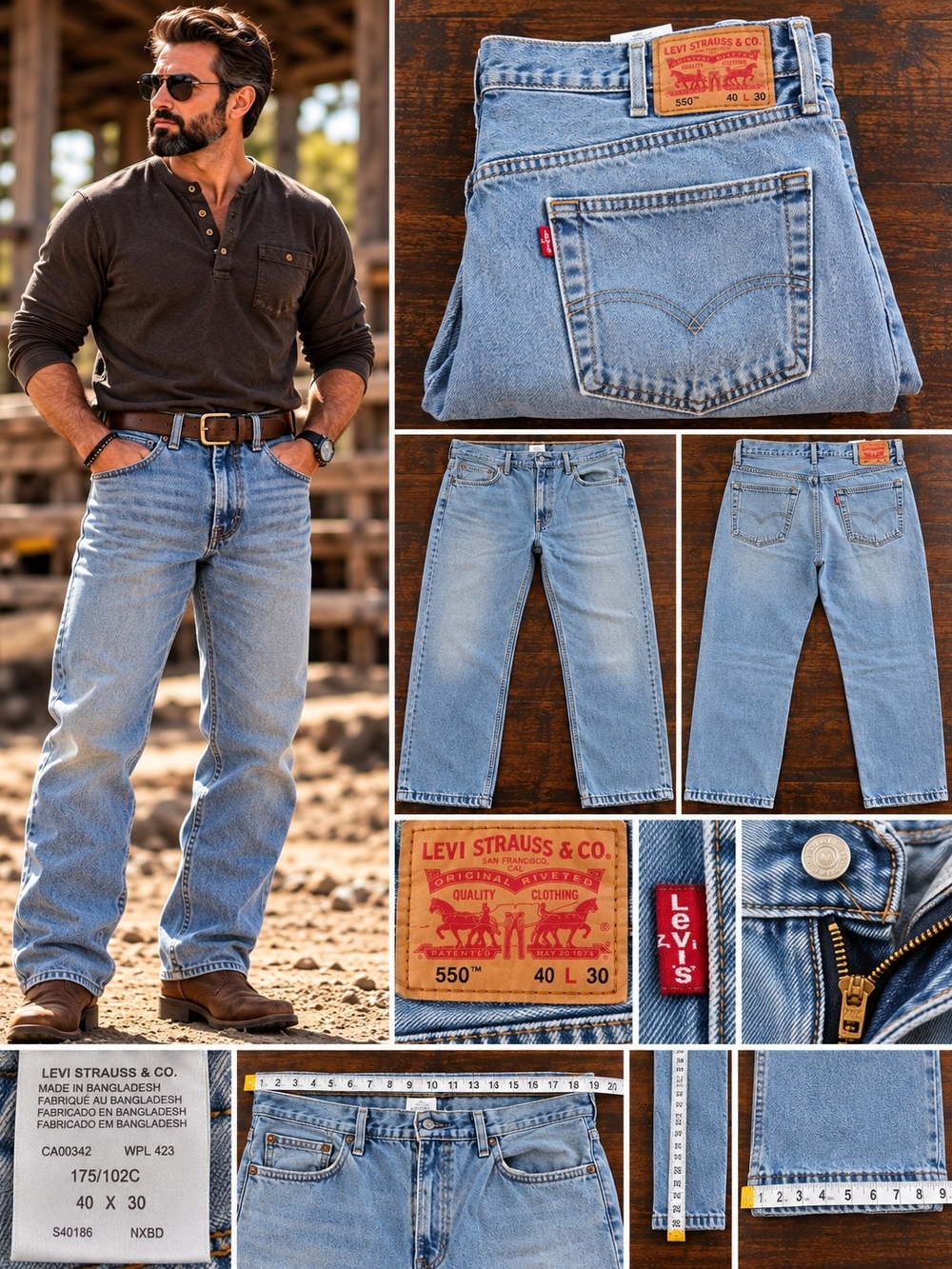 Levi’s 550 Relaxed Fit Jeans Men’s 40x30 Light Wash Classic Denim